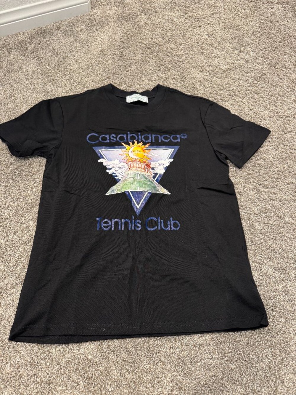 Casablanca Tennis Club Graphic T-Shirt Black Size S New